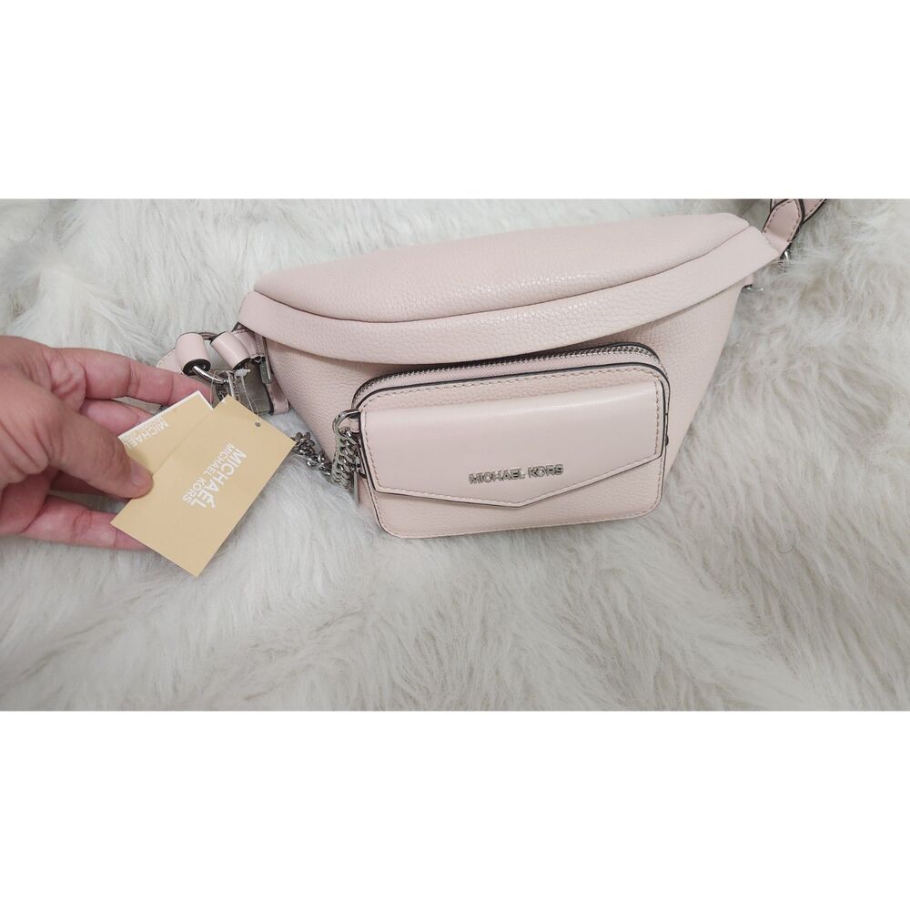 Michael Kors Maisie Large Pebbled Leather 2-in-1 Sling Pack pink blush